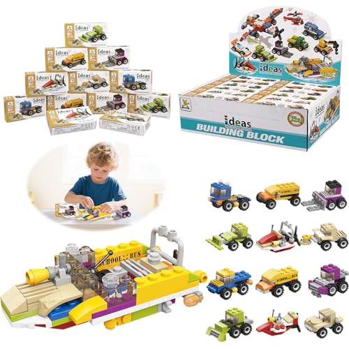 Yegookay 12 Stück Bausteine Segelschiff Transport Truck Kinder Spielzeug Set für Kinder ab 6 7 8 9 10+ Vater-Kind-Projekte Gehirnentwicklung Block Montessori Spielzeug Konstruktionsspielzeug von Yegookay