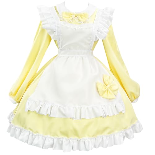 Yejue Japanisches Mädchenkleid, niedlich, gelb, lange Ärmel, Dienstmädchen, Kaffee, Blasenkleid, Lolita, Rock, Schürze, Halloween, Cosplay-Kostüm Yejue Japanisches Mädchenkleid, niedlich, gelb, lange Ärmel, Dienstmädchen, Kaffee, Blasenkleid, Lolita, Rock, Schürze, Halloween, Cosplay-Kostüm von Yejue