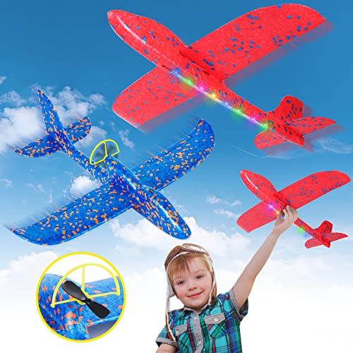 Flugzeug Spielzeug, Elektrisches Wurfgleiter Styroporflieger Kinder 2 Stück 15/25s Draussen Spielzeug Segelflugzeug Flieger Styropor Geburtstag Geschenke für 4 5 6 7 8 9 10 11 12 Jahre Jungen Mädchen von Yellcetoy