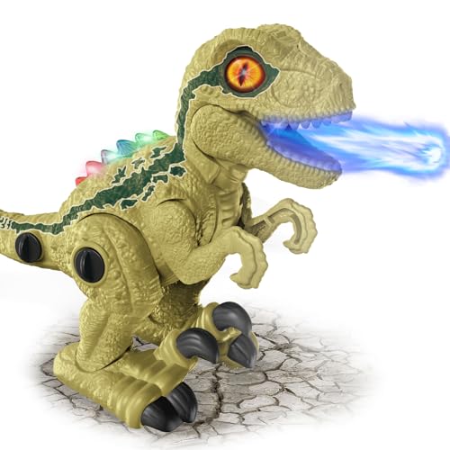 Yellcetoy Dinosaurier Spielzeug für Kinder,Dinosaurier mit LED Lichtern,Wasserspray und Musik,DIY Zerlegbares Dinosaurier Spielzeug für Jungen Alter 3 4 5 6 Lernende STEM Geschenke für Jungen Mädchen von Yellcetoy