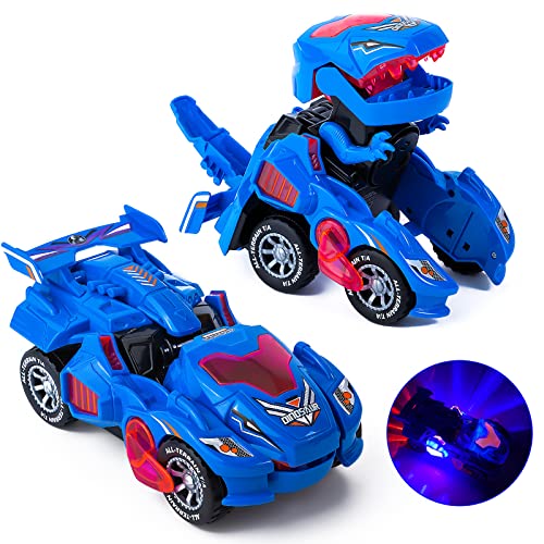 Yellcetoy Dinosaurier Transform Auto Transforming Spielzeug Automatische Transformierung Dinosaurier Spielzeug Auto mit Blinkenden Lichtern und Sound Auto Spielzeug für 3-7 Jahre alte Jungen Mädchen von Yellcetoy