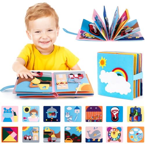 Yellcetoy Quiet Book, Montessori Spielzeug 3D Felt Busy Buch Sensory Busy Board Activity Book, Early Learning Spielzeug für Kinder ab 1 2 3 Jahre von Yellcetoy
