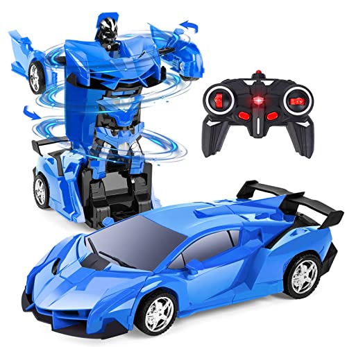 Yellcetoy Transformator Spielzeug Auto für Kinder 3-10 Jahre, Ferngesteuertes Auto Roboter Spielzeug spielzeugauto Geschenke für Kinder Junge Blau von Yellcetoy