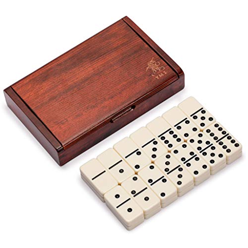 Yellow Mountain Imports 28 Tiles Double 6 Dominoes (Pips/Dots) Game Set with Dark Oak Wood Case von Yellow Mountain Imports