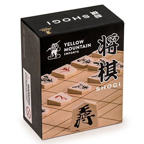 Yellow Mountain Imports Japanisches Shogi-Schachspiel aus Holz, traditionelle Koma-Spielfiguren mit Papier-Shogiban von Yellow Mountain Imports