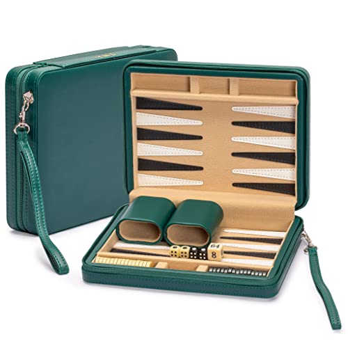Yellow Mountain Imports Reise Backgammon Mini-Spielset, Izmir - Magnetische Spielsteine und 23,5 cm Brett in schicker Lederetui - Klassisches Strategiespiel Yellow Mountain Imports Reise Backgammon Mini-Spielset, Izmir - Magnetische Spielsteine und 23,5 cm Brett in schicker Lederetui - Klassisches Strategiespiel von Yellow Mountain Imports