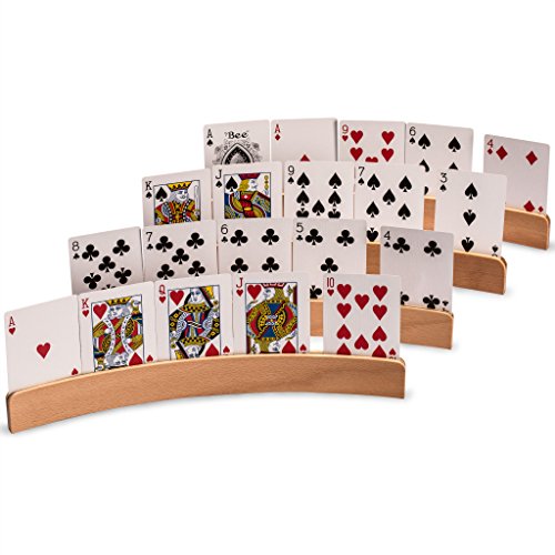 Yellow Mountain Imports Panorama Holzspielkartenhalter/ -ständer - Set mit 4 Kartenorganizern von Yellow Mountain Imports