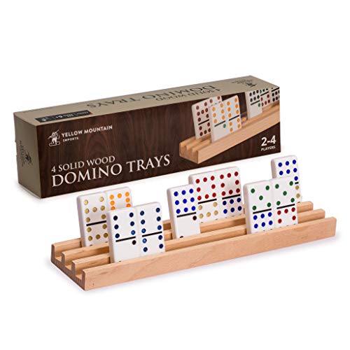 Yellow Mountain Imports Premium Bienenholz Dominoständer (25 Zentimeter) - Set mit 4 Stück - Dominohalter für Mexican Train, Chickenfoot von Yellow Mountain Imports