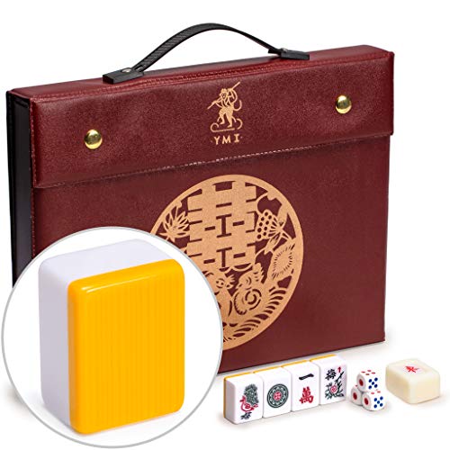 Yellow Mountain Imports Professionelles Chinesisches Mahjong-Spielset, Double Happiness (Gelb) mit 146 mittelgroßen Ziegeln [專業中式麻將] von Yellow Mountain Imports