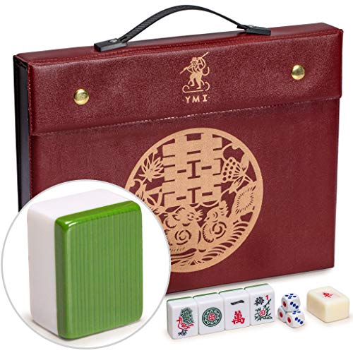 Yellow Mountain Imports Professionelles Chinesisches Mahjong-Spielset, Double Happiness (Grün) mit 146 mittelgroßen Ziegeln - Für Das Spiel Im Chinesischen Stil [專業中式麻將] von Yellow Mountain Imports