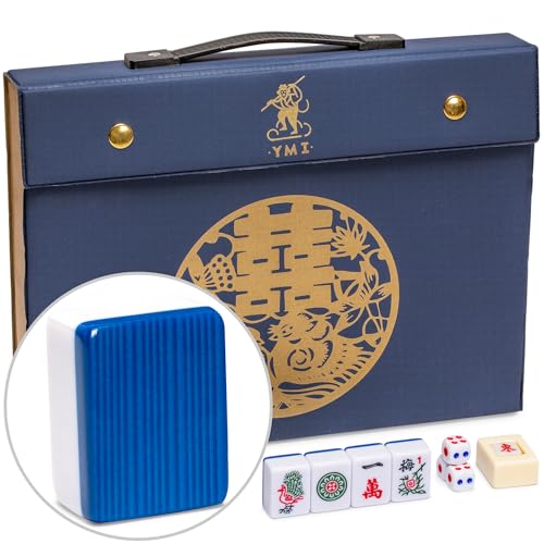 Yellow Mountain Imports "Royal Azure Chinese Mahjong Set with 146 Medium Tiles and Blue Vinyl Case — for Chinese Style Gameplay Only [「皇天藍」中國麻將] von Yellow Mountain Imports