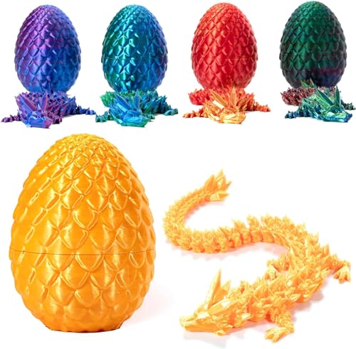 3D-gedruckter Überraschungsdrache im Ei, voller beweglicher Drache, Kristalldrache mit Drachenei, abnehmbare Eierschale und flexible Gelenke, Schreibtischspielzeug, Erwachsene, Spielzeug für Autismus von Yelschwa