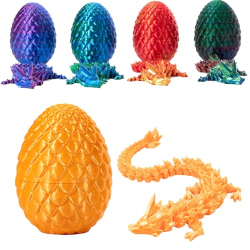 3D-gedruckter Überraschungsdrache im Ei, voller beweglicher Drache, Kristalldrache mit Drachenei, abnehmbarer Eierschale und flexiblen Gelenken, Heimbüro, Schreibtischspielzeug, Osterei-Spielzeug von Yelschwa