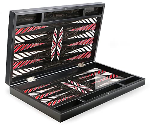 Luxus Trendy Backgammon Tavla XXL Tavla mit Polyester Spielsteine/Schwarz von Yenigun