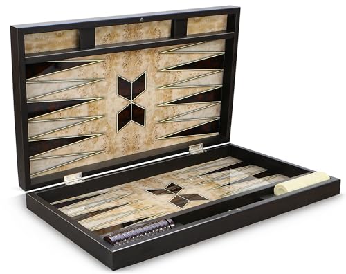 Luxus Trendy Backgammon Walnuss Optik XXL Tavla Gesellschaftsspiel von Yenigun