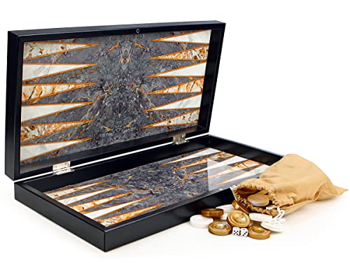 Orientalische Luxus Marmor Optik Backgammon Tavla XXL von Yenigun
