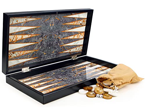 Yenigun Orientalische Luxus Marmor Optik Backgammon Tavla XXL für 2 Spieler ab 14 Jahren von Yenigun