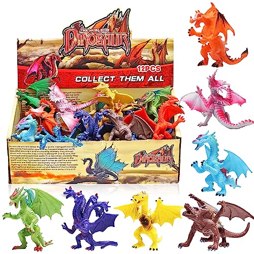 12 Stücke ausgewählte Drachenfiguren, Spielzeuge in Form von Drachen, Mini-Drachenset 4 inch, mit geschenktem Box, Tierwelt, ungiftiges und sicheres Material AB,Spielzeuge für Jungs und Kinder 12 Stücke ausgewählte Drachenfiguren, Spielzeuge in Form von Drachen, Mini-Drachenset 4 inch, mit geschenktem Box, Tierwelt, ungiftiges und sicheres Material AB,Spielzeuge für Jungs und Kinder von YeoNational&Toys