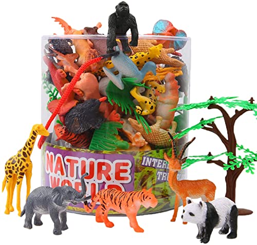 54 Stücke Mini-Spielzeugset von Dschungel-Tieren, Tierfiguren, Lernstoffe, Partyzubehör, Spielzeuge für Jungs und Kinder, Tierwelt, lebensechte Wildtiere, Playset von Tieren im Wald und kleinen Farm 54 Stücke Mini-Spielzeugset von Dschungel-Tieren, Tierfiguren, Lernstoffe, Partyzubehör, Spielzeuge für Jungs und Kinder, Tierwelt, lebensechte Wildtiere, Playset von Tieren im Wald und kleinen Farm von YeoNational&Toys