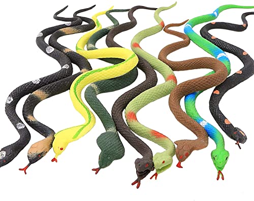 9 Stück Gummischlangen, lebensmittelechtes realistisches Schlangenspielzeugset, superelastische TPR-Schlangenform + Lernkarte, Badezimmerspielzeug, Vögel vom Garten fernhalten von YeoNational&Toys