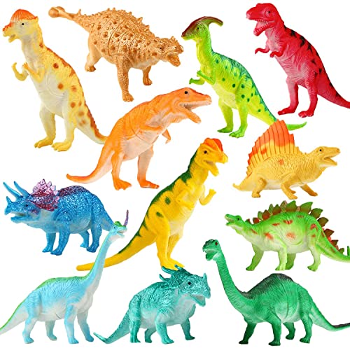 YeoNational&Toys Dinosaur-Spielzeug Playsetvv mit 7 Zoll (12 Satz). für Vinyl Plastik Dino Dinpsaurier gefällt dem Kind. Für Kinder, Jungen,Sichere Material mit gemischtem realistischem Dinosaurier, von YeoNational&Toys