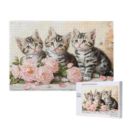Puzzle 120 Teile Blume Puzzles für Erwachsene Katze HD Puzzel Anspruchsvolles und Lustig Kreatives Unterhaltungsspiel, DIY Holzpuzzle für Erwachsene Als Feiertage Zimmer Deko Geschenk fur Frauen M-971 von Yeogcohe