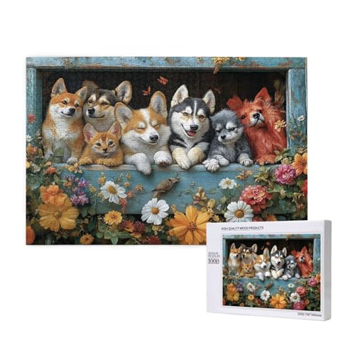 Puzzle 120 Teile Hund Puzzles für Erwachsene Tier HD Puzzel Anspruchsvolles und Lustig Kreatives Unterhaltungsspiel, DIY Holzpuzzle für Erwachsene Als Feiertage Zimmer Deko Geschenk fur Frauen M-767 von Yeogcohe