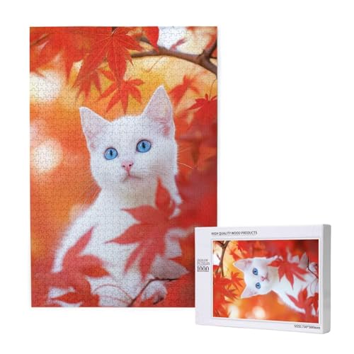 Puzzle 120 Teile Katze Puzzles für Erwachsene Blätter HD Puzzel Anspruchsvolles und Lustig Kreatives Unterhaltungsspiel, DIY Holzpuzzle für Erwachsene Als Feiertage Deko Geschenk fur Frauen M-1832 von Yeogcohe