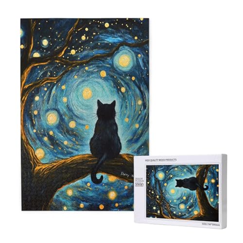 Puzzle 120 Teile Sternenhimmel Puzzles für Erwachsene Katze HD Puzzel Anspruchsvolles und Lustig Kreatives Unterhaltungsspiel, DIY Holzpuzzle für Erwachsene Als Feiertage Geschenk fur Frauen M-1884 von Yeogcohe