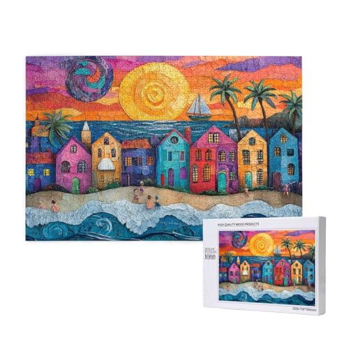 Puzzle 120 Teile Strand Puzzles für Erwachsene Landschaft HD Puzzel Anspruchsvolles und Lustig Kreatives Unterhaltungsspiel, DIY Holzpuzzle für Erwachsene Als Feiertage Geschenk fur Frauen M-894 von Yeogcohe