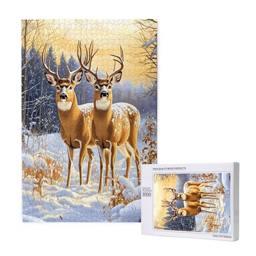 Puzzle 120 Teile Tier Puzzles für Erwachsene REH HD Puzzel Anspruchsvolles und Lustig Kreatives Unterhaltungsspiel, DIY Holzpuzzle für Erwachsene Als Feiertage Zimmer Deko Geschenk fur Frauen M-1252 von Yeogcohe