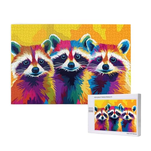 Puzzle 120 Teile Tier Puzzles für Erwachsene Waschbär HD Puzzel Anspruchsvolles und Lustig Kreatives Unterhaltungsspiel, DIY Holzpuzzle für Erwachsene Als Feiertage Deko Geschenk fur Frauen M-995 von Yeogcohe