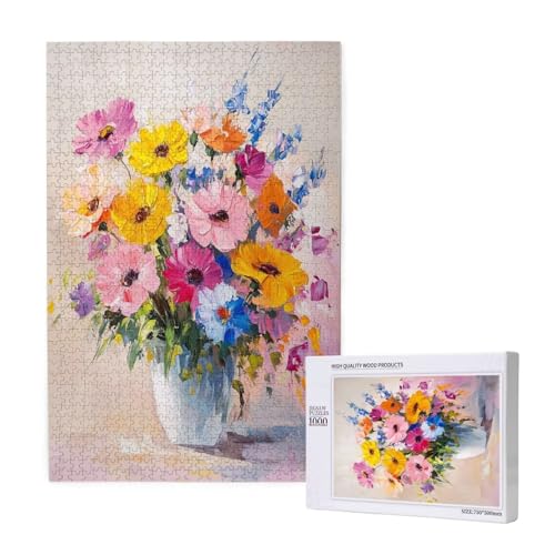 Puzzle 1500 Teile Blume Puzzles für Erwachsene Retro HD Puzzel Anspruchsvolles und Lustig Kreatives Unterhaltungsspiel, DIY Holzpuzzle für Erwachsene Als Feiertage Deko Geschenk fur Frauen M-1624 von Yeogcohe