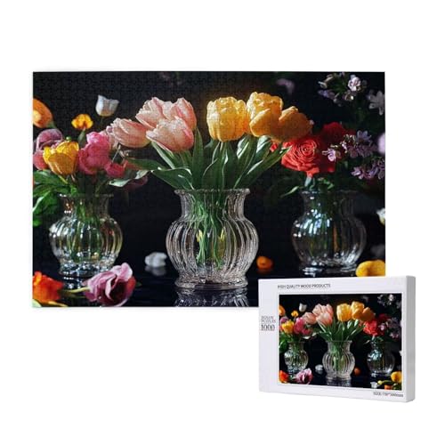 Puzzle 1500 Teile Blume Puzzles für Erwachsene Tulpe HD Puzzel Anspruchsvolles und Lustig Kreatives Unterhaltungsspiel, DIY Holzpuzzle für Erwachsene Als Feiertage Deko Geschenk fur Frauen M-968 von Yeogcohe
