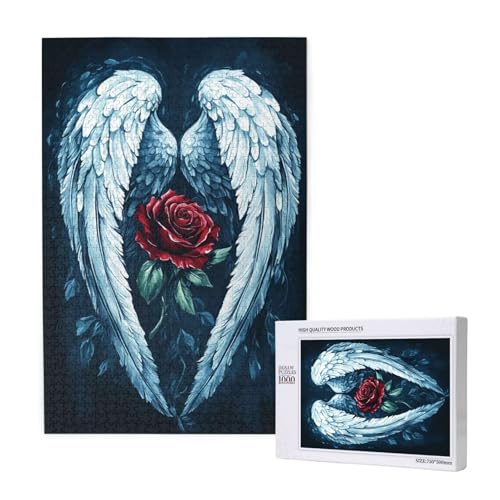 Puzzle 1500 Teile Flügel Puzzles für Erwachsene Rose HD Puzzel Anspruchsvolles und Lustig Kreatives Unterhaltungsspiel, DIY Holzpuzzle für Erwachsene Als Feiertage Deko Geschenk fur Frauen M-1203 von Yeogcohe