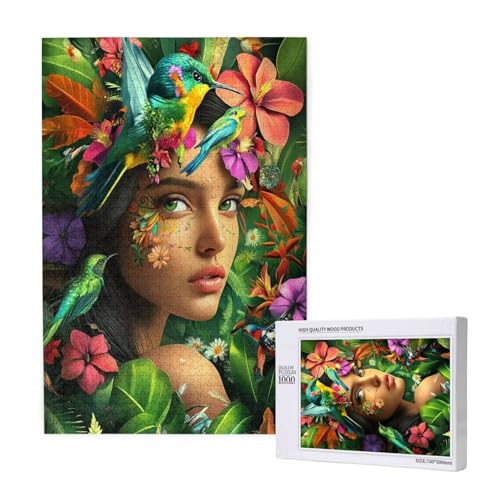 Puzzle 1500 Teile Frau Puzzles für Erwachsene Blume HD Puzzel Anspruchsvolles und Lustig Kreatives Unterhaltungsspiel, DIY Holzpuzzle für Erwachsene Als Feiertage Deko Geschenk fur Frauen M-1182 von Yeogcohe