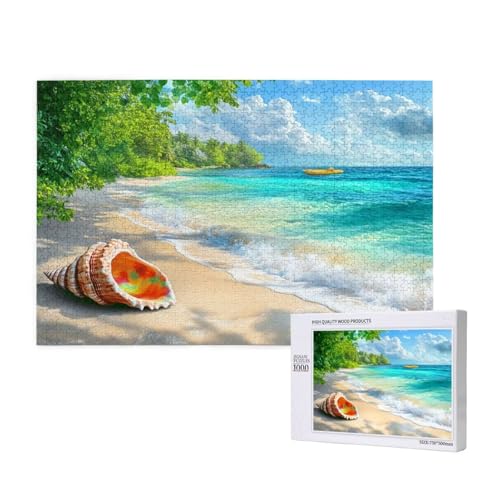 Puzzle 1500 Teile Strand Puzzles für Erwachsene Hülse HD Puzzel Anspruchsvolles und Lustig Kreatives Unterhaltungsspiel, DIY Holzpuzzle für Erwachsene Als Feiertage Deko Geschenk fur Frauen M-436 von Yeogcohe