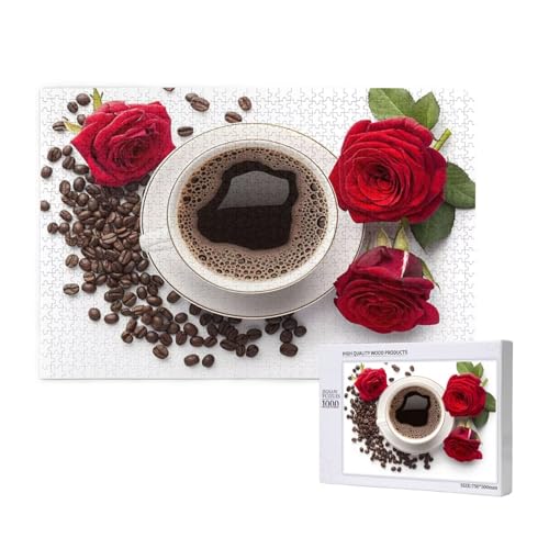 Puzzle 3000 Teile Kaffee Puzzles für Erwachsene Rose HD Puzzel Anspruchsvolles und Lustig Kreatives Unterhaltungsspiel, DIY Holzpuzzle für Erwachsene Als Feiertage Deko Geschenk fur Frauen M-1064 von Yeogcohe