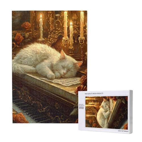 Puzzle 3000 Teile Klavier Puzzles für Erwachsene Katze HD Puzzel Anspruchsvolles und Lustig Kreatives Unterhaltungsspiel, DIY Holzpuzzle für Erwachsene Als Feiertage Geschenk fur Frauen M-1819 von Yeogcohe