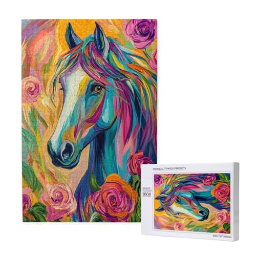 Puzzle 3000 Teile Pferd Puzzles für Erwachsene Rose HD Puzzel Anspruchsvolles und Lustig Kreatives Unterhaltungsspiel, DIY Holzpuzzle für Erwachsene Als Feiertage Deko Geschenk fur Frauen M-1967 von Yeogcohe