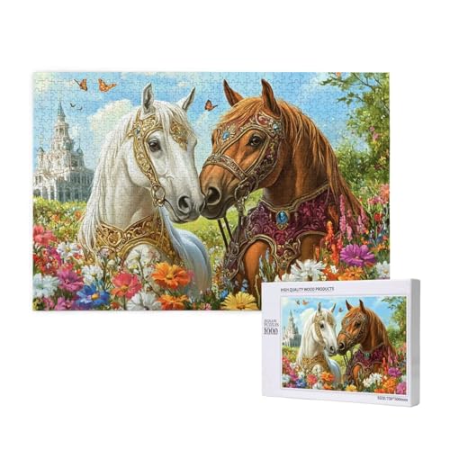 Puzzle 3000 Teile Pferd Puzzles für Erwachsene Tier HD Puzzel Anspruchsvolles und Lustig Kreatives Unterhaltungsspiel, DIY Holzpuzzle für Erwachsene Als Feiertage Zimmer Deko Geschenk fur Frauen M-390 von Yeogcohe
