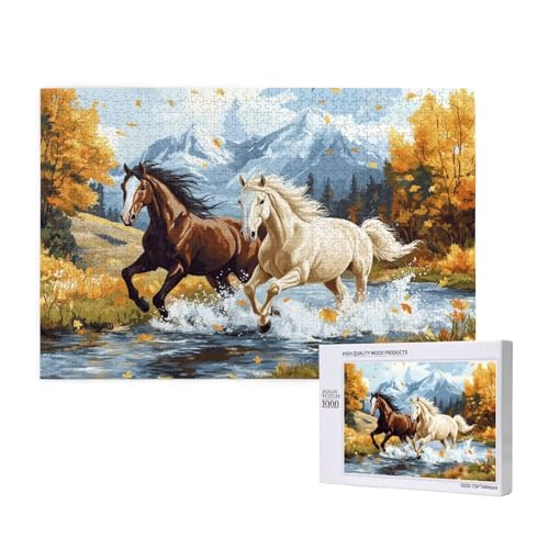 Puzzle 3000 Teile Pferd Puzzles für Erwachsene Tier HD Puzzel Anspruchsvolles und Lustig Kreatives Unterhaltungsspiel, DIY Holzpuzzle für Erwachsene Als Feiertage Zimmer Deko Geschenk fur Frauen M-516 von Yeogcohe