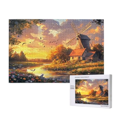 Puzzle 3000 Teile Sonnenuntergang Puzzles für Erwachsene Herbst HD Puzzel Anspruchsvolles und Lustig Kreatives Unterhaltungsspiel,DIY Holzpuzzle für Erwachsene Als Feiertage Geschenk fur Frauen M-1016 von Yeogcohe
