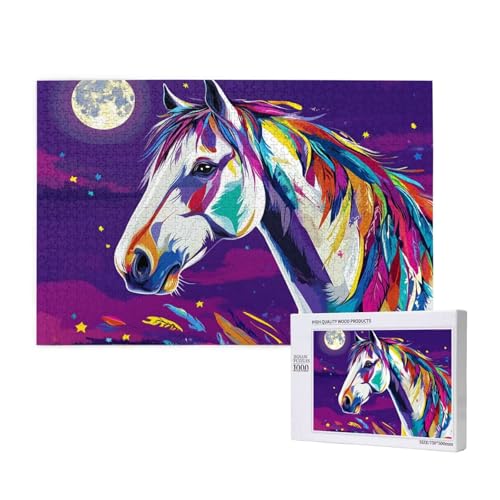 Puzzle 3000 Teile Tier Puzzles für Erwachsene Pferd HD Puzzel Anspruchsvolles und Lustig Kreatives Unterhaltungsspiel, DIY Holzpuzzle für Erwachsene Als Feiertage Zimmer Deko Geschenk fur Frauen M-996 von Yeogcohe
