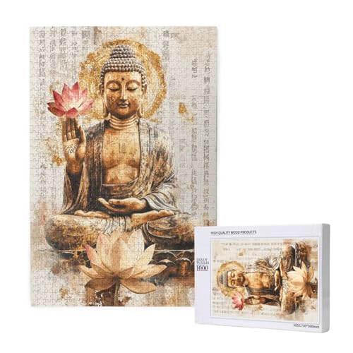 Puzzle 500 Teile Buddha Puzzles für Erwachsene Blume HD Puzzel Anspruchsvolles und Lustig Kreatives Unterhaltungsspiel, DIY Holzpuzzle für Erwachsene Als Feiertage Deko Geschenk fur Frauen M-1315 von Yeogcohe