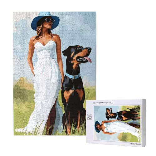 Puzzle 500 Teile Frau Puzzles für Erwachsene Hund HD Puzzel Anspruchsvolles und Lustig Kreatives Unterhaltungsspiel, DIY Holzpuzzle für Erwachsene Als Feiertage Zimmer Deko Geschenk fur Frauen M-1322 von Yeogcohe