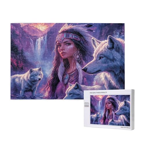 Puzzle 500 Teile Frau Puzzles für Erwachsene Wolf HD Puzzel Anspruchsvolles und Lustig Kreatives Unterhaltungsspiel, DIY Holzpuzzle für Erwachsene Als Feiertage Zimmer Deko Geschenk fur Frauen M-340 von Yeogcohe
