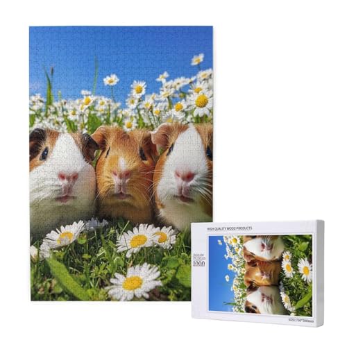 Puzzle 500 Teile Meerschweinchen Puzzles für Erwachsene Tier HD Puzzel Anspruchsvolles und Lustig Kreatives Unterhaltungsspiel, DIY Holzpuzzle für Erwachsene Als Feiertage Geschenk fur Frauen M-1597 von Yeogcohe