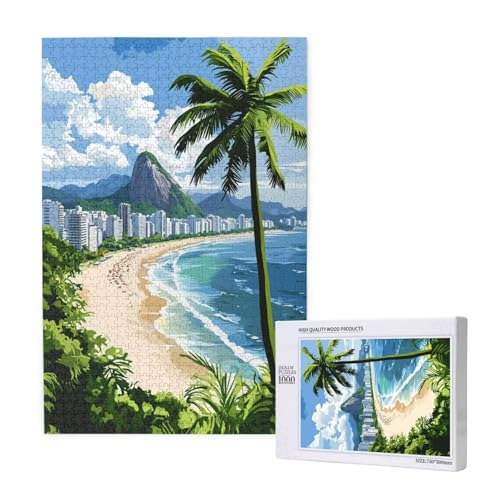 Puzzle 500 Teile Strand Puzzles für Erwachsene Kokosnussbaum HD Puzzel Anspruchsvolles und Lustig Kreatives Unterhaltungsspiel, DIY Holzpuzzle für Erwachsene Als Feiertage Geschenk fur Frauen M-1892 von Yeogcohe