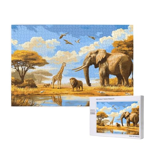 Puzzle 5000 Teile Afrika Puzzles für Erwachsene Tier HD Puzzel Anspruchsvolles und Lustig Kreatives Unterhaltungsspiel, DIY Holzpuzzle für Erwachsene Als Feiertage Deko Geschenk fur Frauen M-512 von Yeogcohe